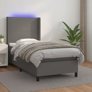 Giroletto Molle con Materasso e LED Grigio 80x200cm Similpelle