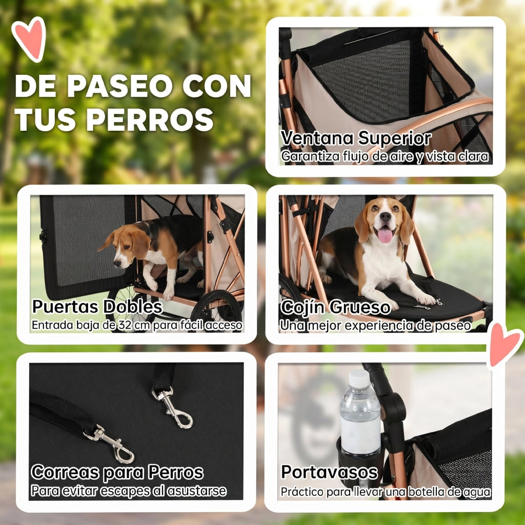 Carrello Pieghevole per Cani ¨C Minimal ¨C Marrone Chiaro 20 kg