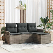 Set di divani con cuscino 4 pcs Grigio polyrattan 3345309