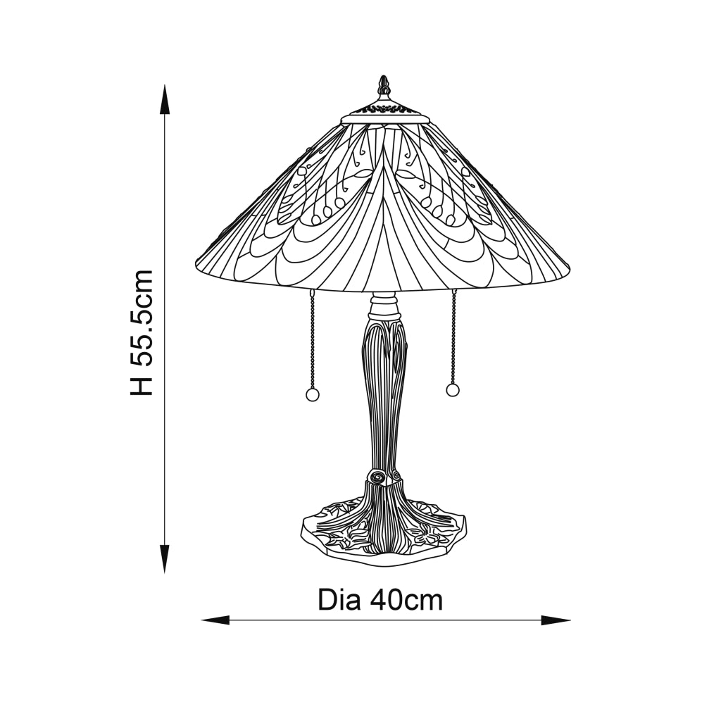 Lampada da tavolo Tiffany Hector vetro 2xE27 dimmer