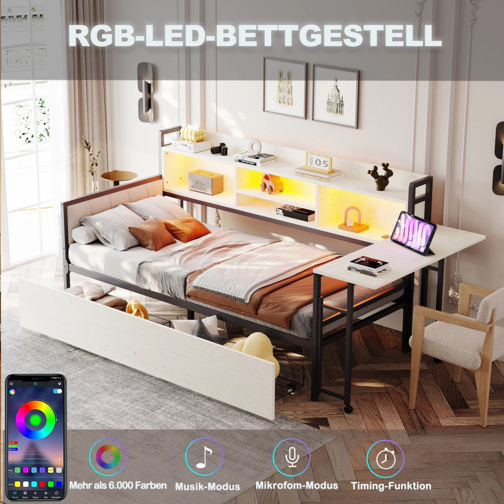 Sofabett con funzione letto LED e contenitore metallo 90x200 cm