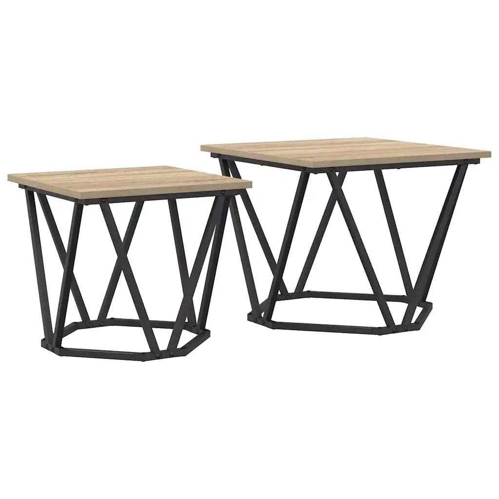 Set tavolini 2 pcs Rovere Sonoma Legno ingegnerizzato e acciaio 868268