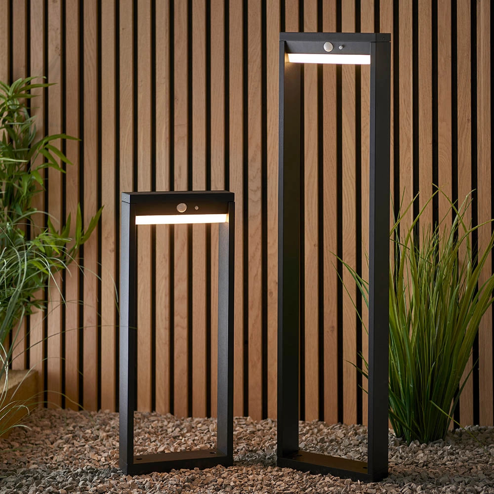 Paletto solare giardino 50cm con sensore PIR nero LED