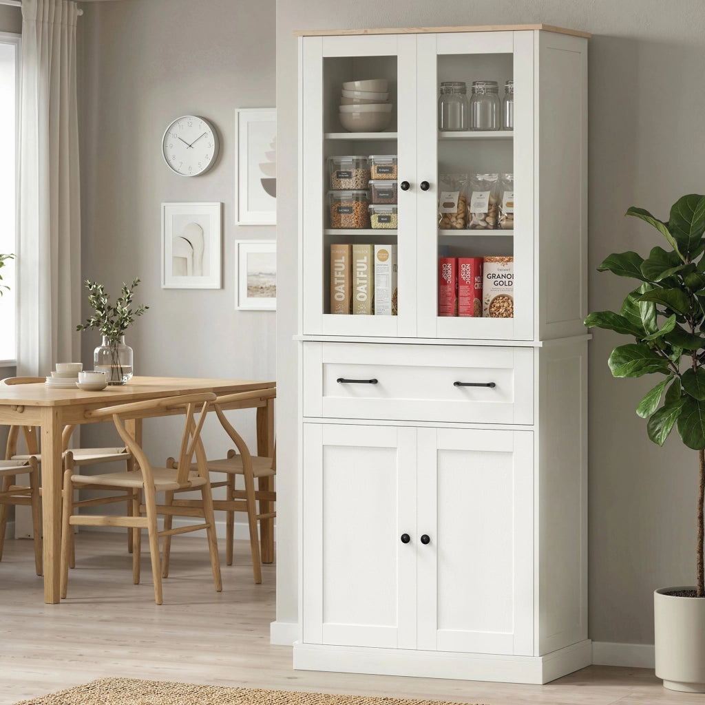 Mobile da cucina freestanding con ripiani regolabili e cassetto ¨C Xylo ¨C Bianco