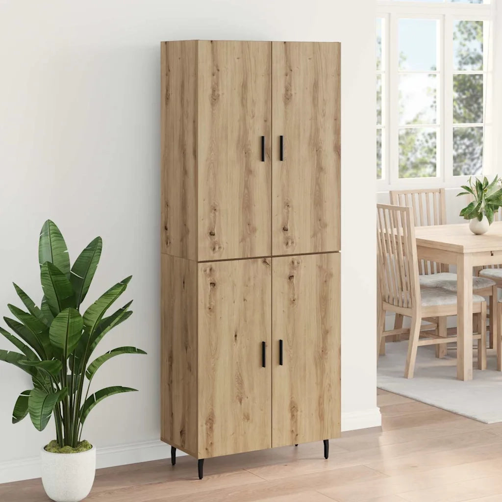 Credenza 2 pcs Rovere artigianale Legno Stratificato e Vetro 3415876