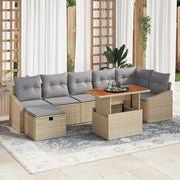 Set Divano da Giardino con cuscino 8 pcs Beige polyrattan