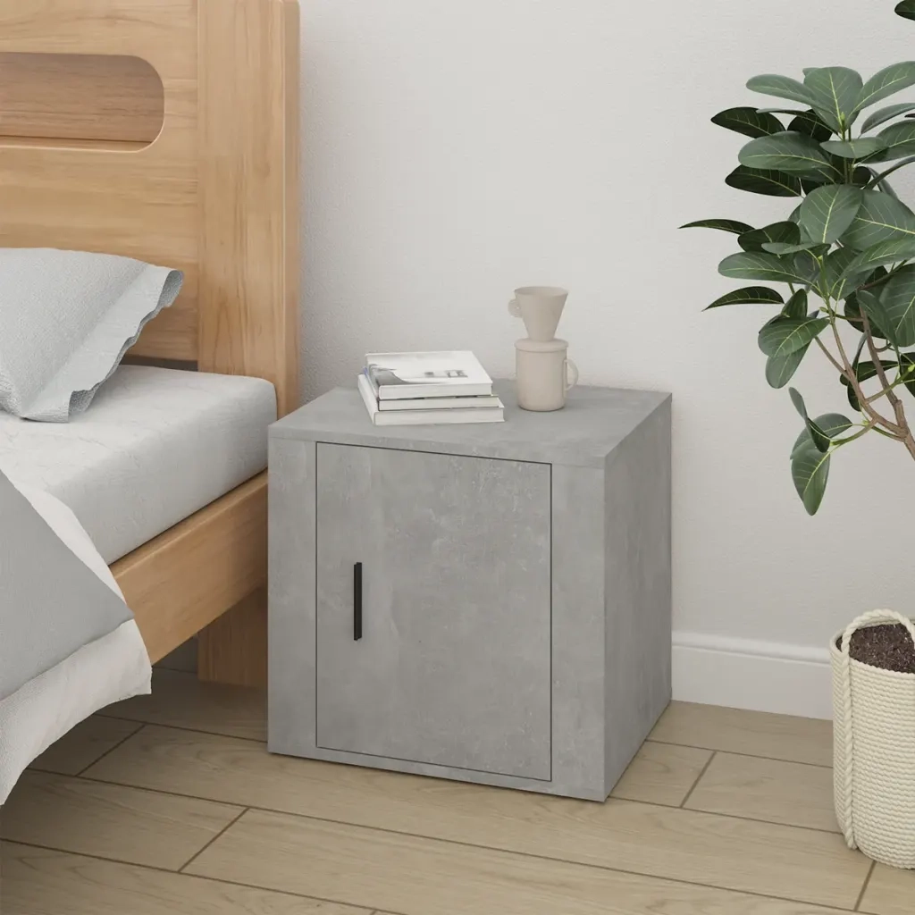 Comodini 2 pz-Set di 2 Tavolino da notte Grigio Cemento 50x39x47 cm