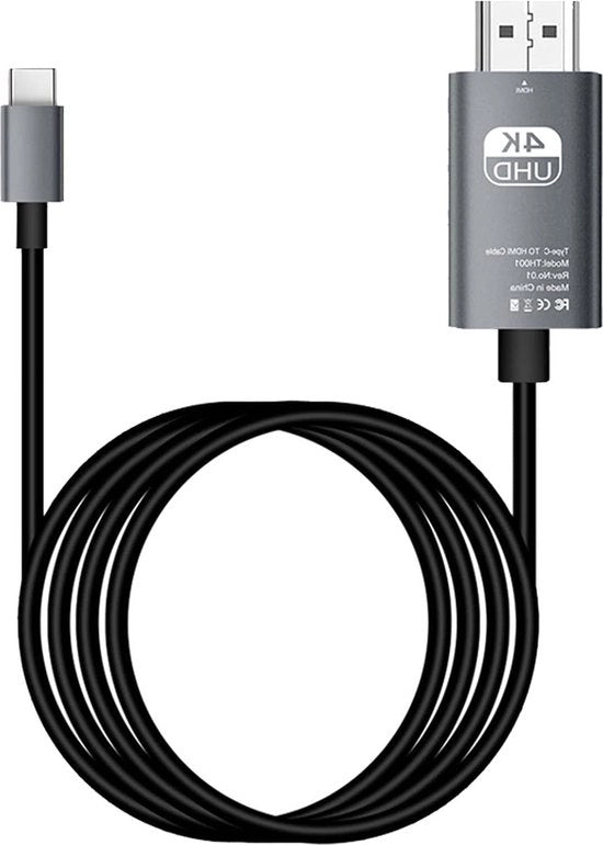 Cavo USB C HDMI 4K 6ft Thunderbolt 3 compatibile MacBook Mate 20 Galaxy S9-S8 Book 2-Go P30 ecc. - Nero.