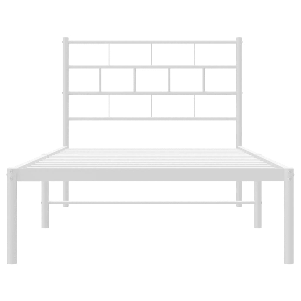 Letto singolo | Letto per adulti | Giroletto senza Materaso con Testiera Metallo Bianco 75x190 cm