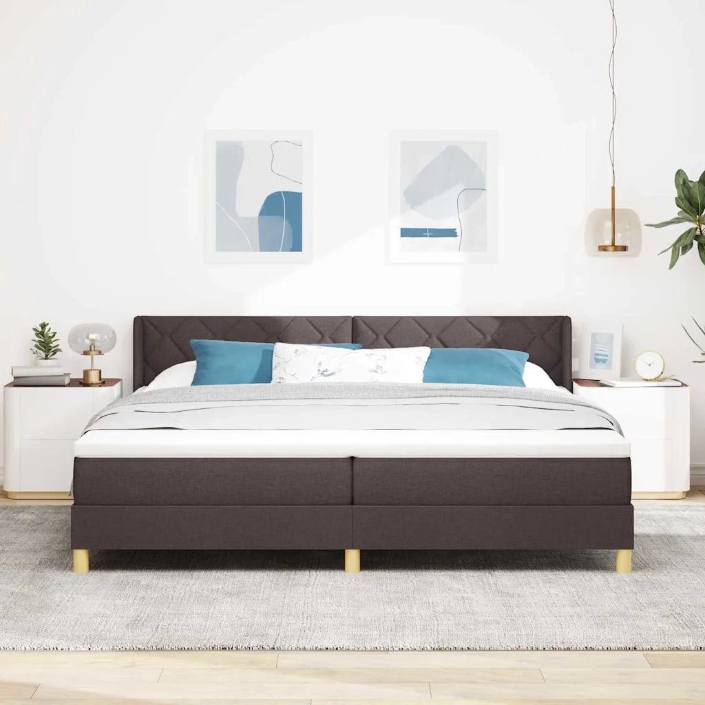 Letto a molle con materasso Marrone Scuro 200 x 200 cm Tessuto 3341380
