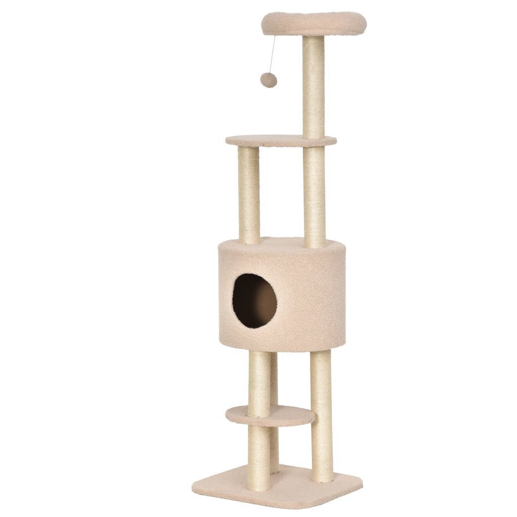 Tiragraffi per Gatti con Posti e Sisal ¨C zephmum ¨C Beige 148 cm