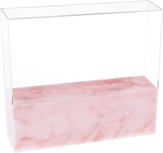 Cassetto di archiviazione con coperchio - Acryl - 8 aperture - Orecchiette per spilli - Cappuccio per polvere - Disegno di marmo rosa