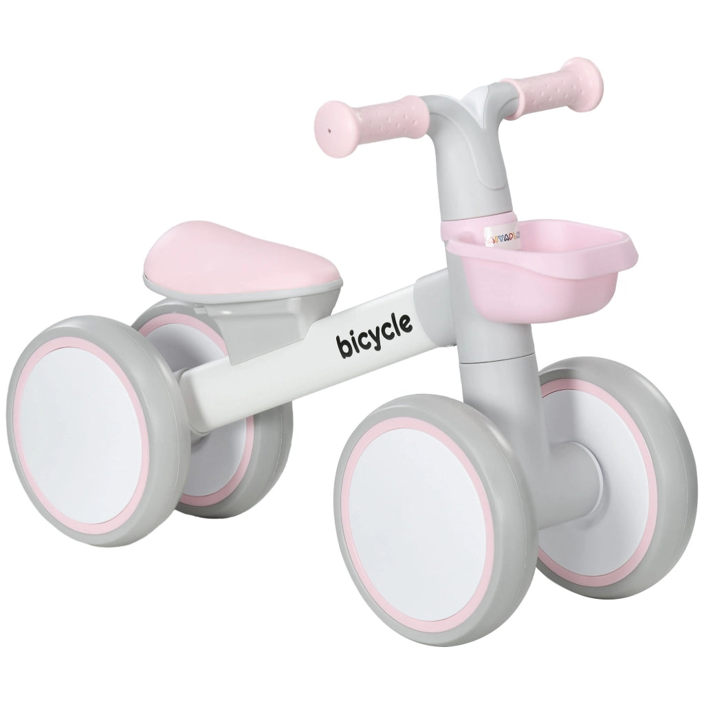 Bicicletta Senza Pedali Bambini 4 Ruote ¨C Minimal ¨C Grigio Bianco Rosa