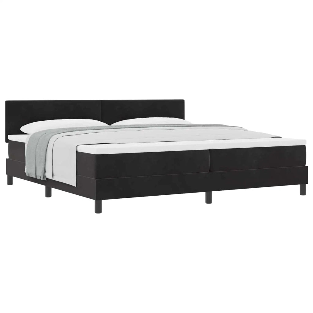 Letto a molle con materasso Nero 200 x 200 cm Velluto 3339196