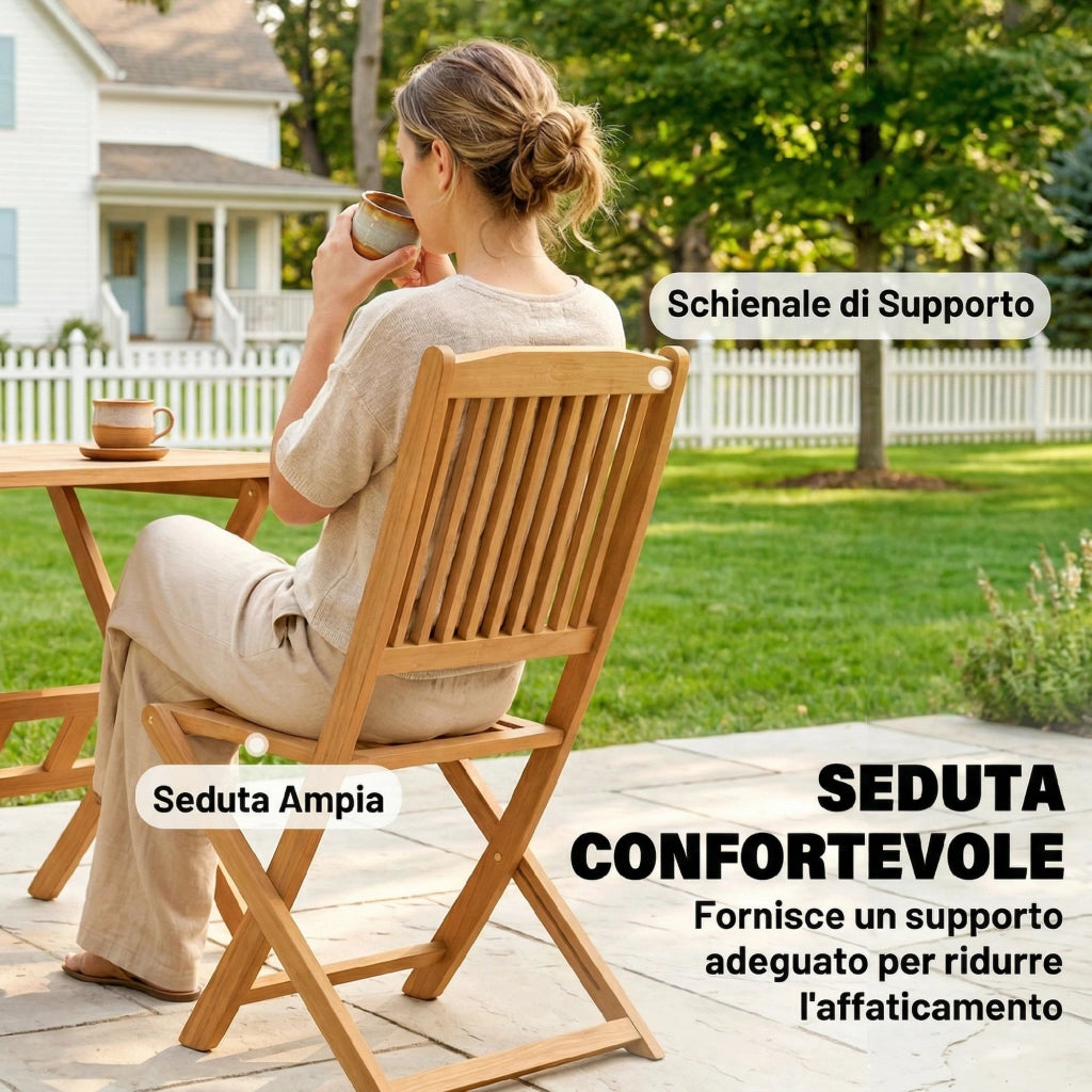 Set da Pranzo da Giardino 5 Pezzi, Tavolo e 4 Sedie Pieghevoli