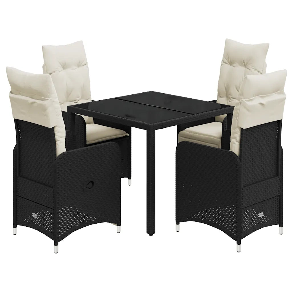 Set Bistrò da Giardino 5 pz con Cuscini in Polyrattan Nero 3276989