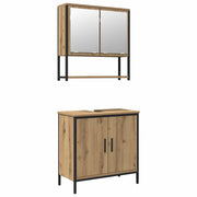 Set di mobili per il Bagno | Armadio da bagno 2 pz Marrone Legno multistrato