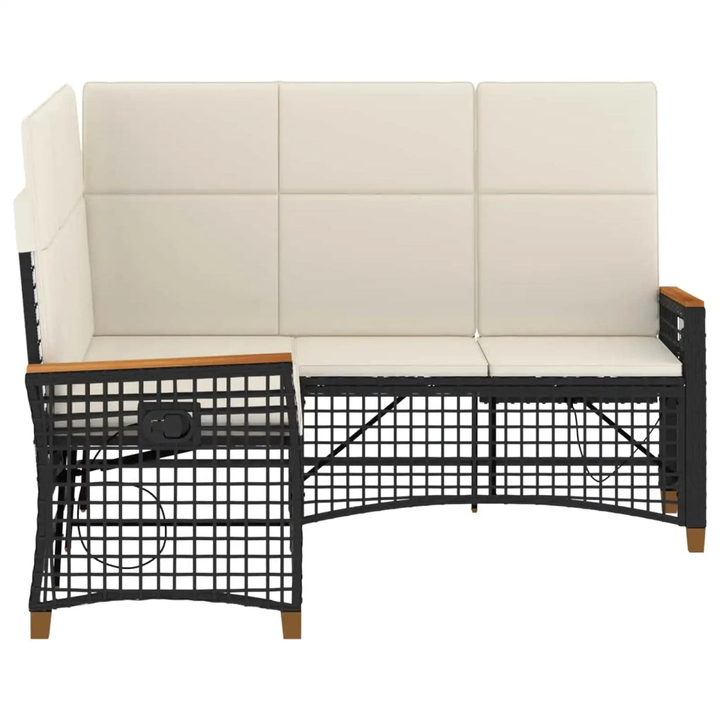 Set di Divani Recliner da Giardino Nero e Bianco Crema 42026823