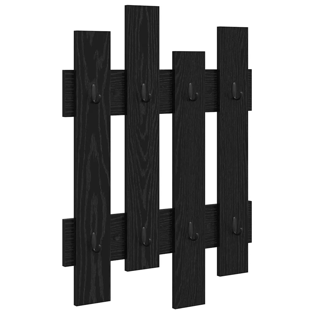 Appendiabiti a muro A parete Rovere Nero 60 x 3 x 82 cm 874476