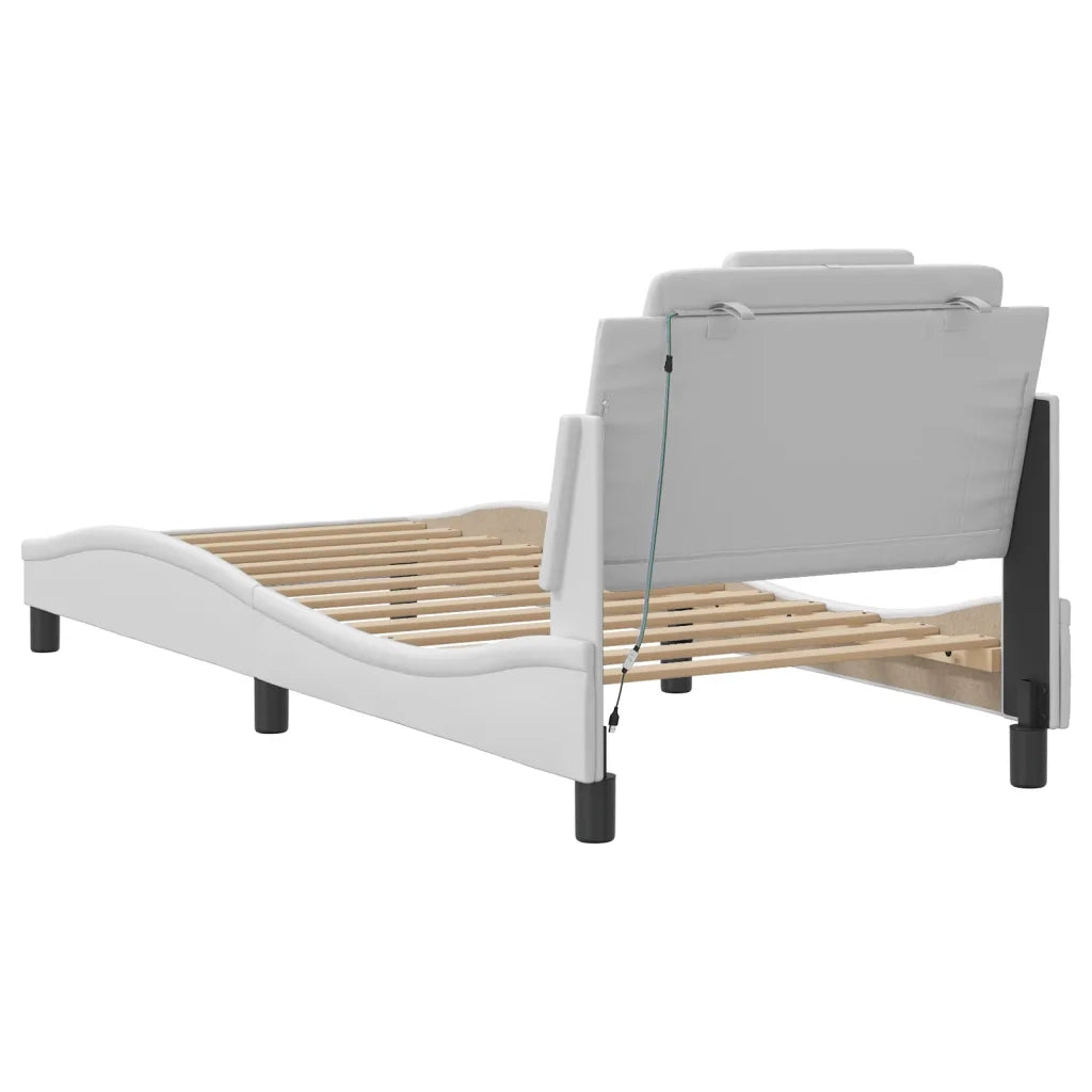 Letto singolo | Letto per adulti | Giroletto Viana con LED senza Materasso Bianco 90x200 cm