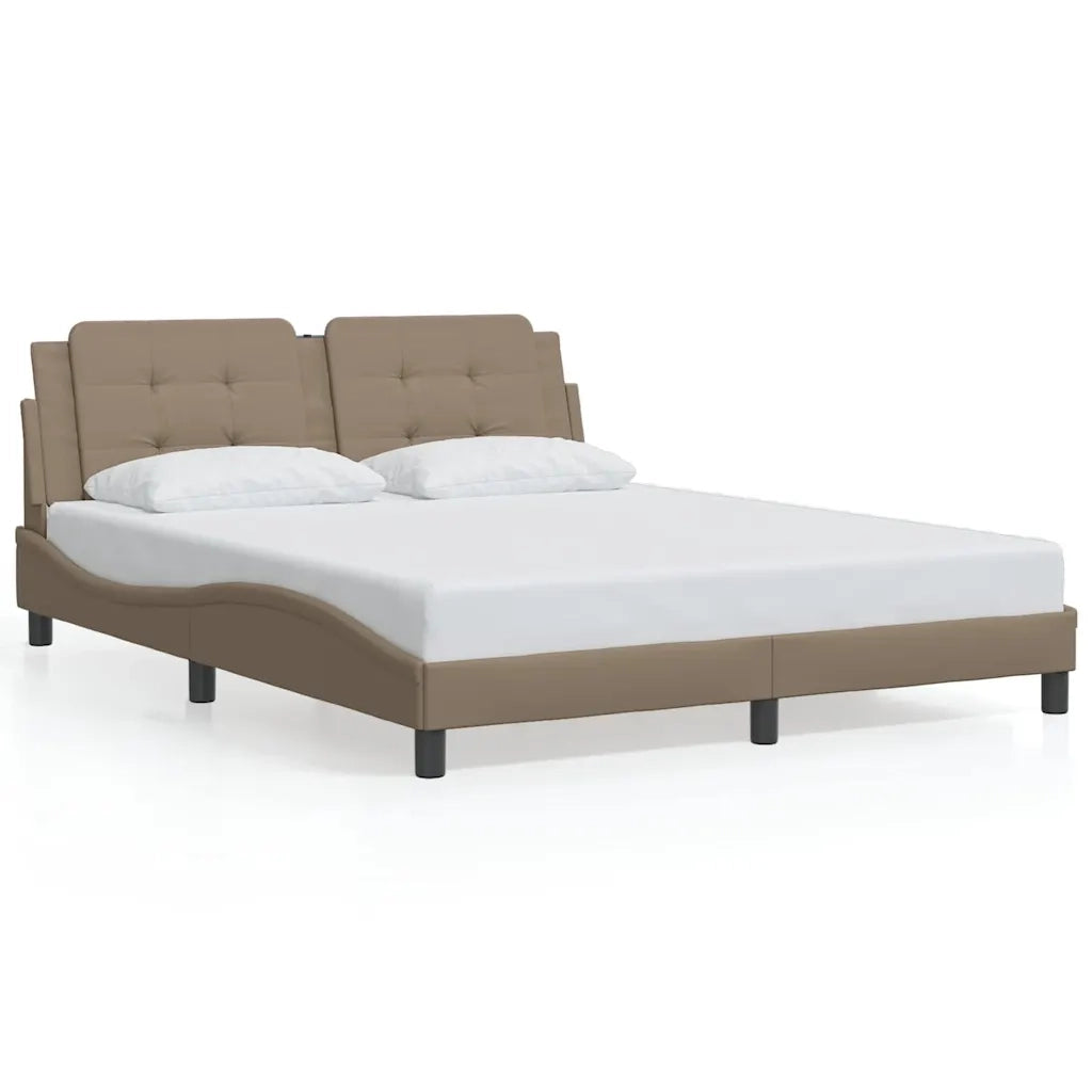 Letto matrimoniale | Letto per adulti | Giroletto senza Materasso Zadar Cappuccino 160x200 cm in Similpelle