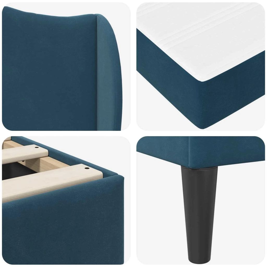 Letto matrimoniale | Letto per adulti | Struttura del letto con testiera 2 pcs Blu 120 x 190 cm Velluto