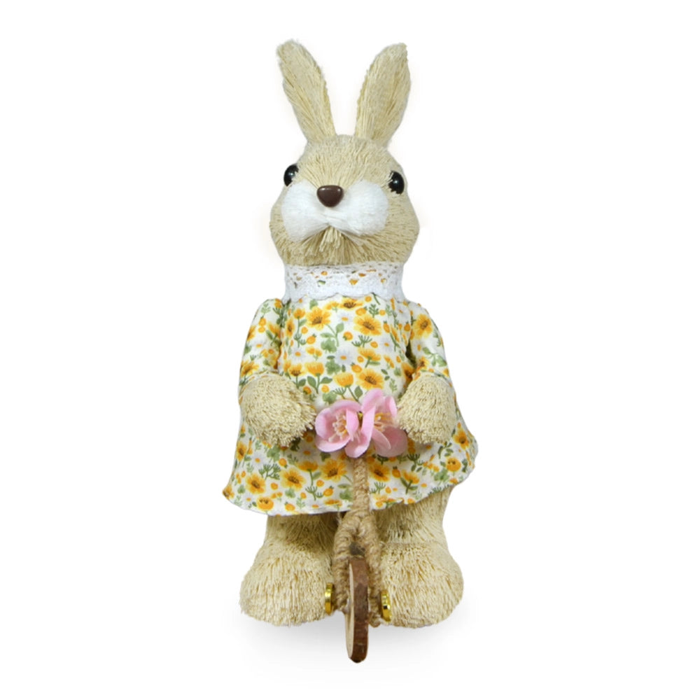 Coppia Coniglietti Decorativi con Bicicletta h 24 cm