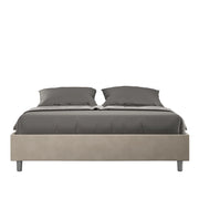 BS COM Letto matrimoniale francese contenitore imbottito 140x210 microfibra sabbia