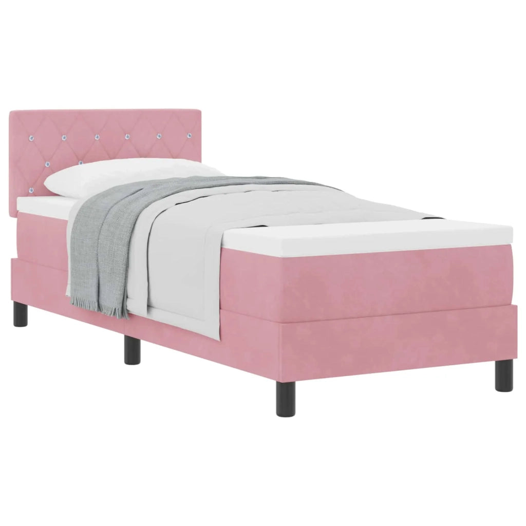 Letto a molle con materasso Rosa 80 x 200 cm Velluto 3339073