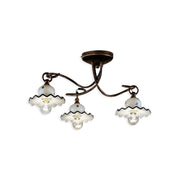 Plafoniera Classica Roma Metallo E Ceramica Nero Sfumato Rame 3 Luci E14