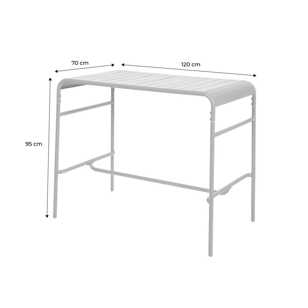 Tavolo alto da giardino in acciaio, 4 posti, 120cm, terracotta