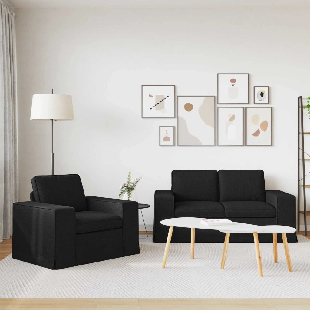 Set di divani 2 pcs Nero 162 x 80 x 82 cm Tessuto 3407502