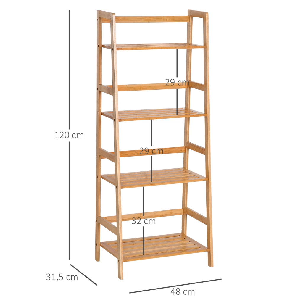 Libreria a scala 4 livelli in bambu' ¨C Zephmum ¨C 48x31,5x120 cm