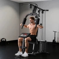 Stazione Fitness con Seduta e Schienale Imbottiti, in Acciaio e PU, 135x103x210 cm, Nero