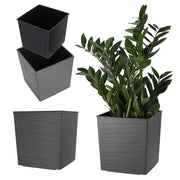 Vaso da fiori KADAX, vaso da fiori, 25 cm, coperchio in plastica grigia, con inserto