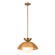 Sospensione boho Perth Alora rattan sfera opale oro E27