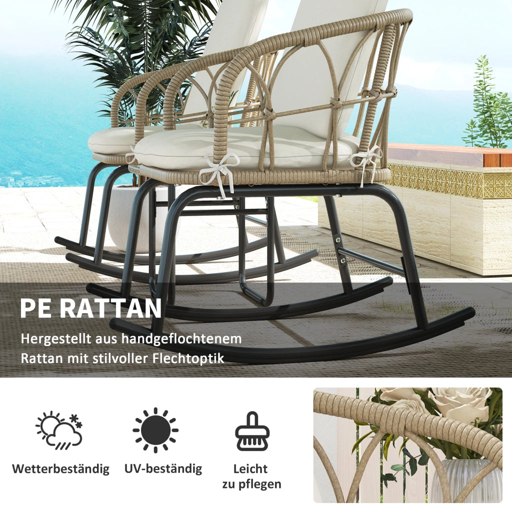 Altalena da bistrot: stile bohémien; rattan PE; resistente all'acqua; crema