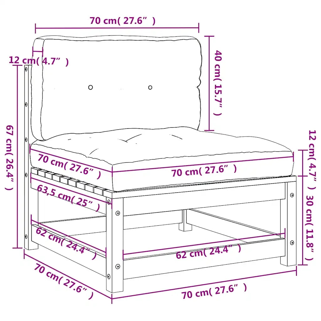 Divano da esterno-Divani Giardino Senza Braccioli con Cuscini 2 pz Legno Douglas 706308