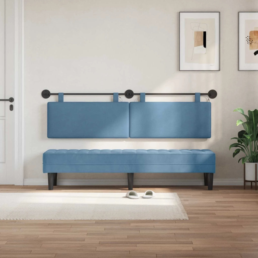 Testiera sospesa Con luce LED Blu Tessuto in Cords 3424329