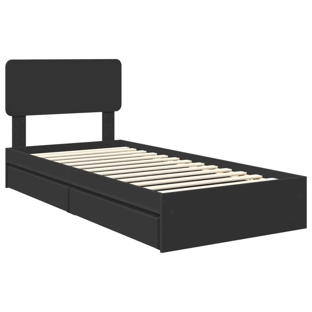 Letto con Contenitore Nero 75 x 190 cm Legno multistrato 3412326