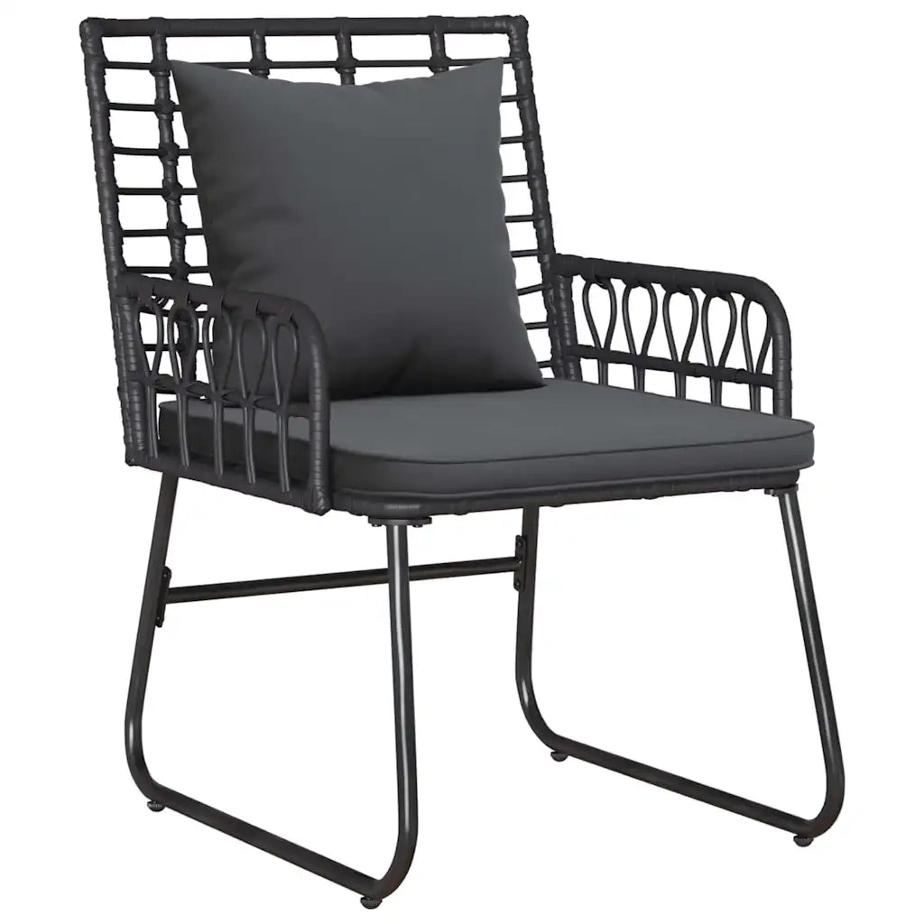 Set da Pranzo per Giardino 3 pcs Nero e antracite polyrattan 42010350