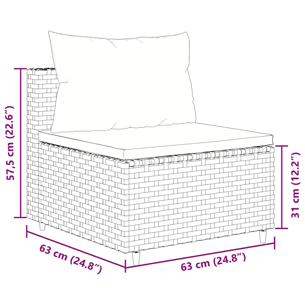 Set Divani da Giardino 6 pz con Cuscini in Polyrattan Grigio 3308111