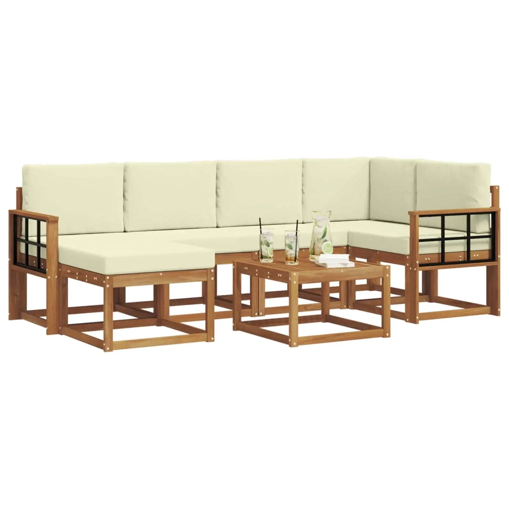 Set di divani da esterno con cuscino 7 pcs Naturale e Crema 3366683