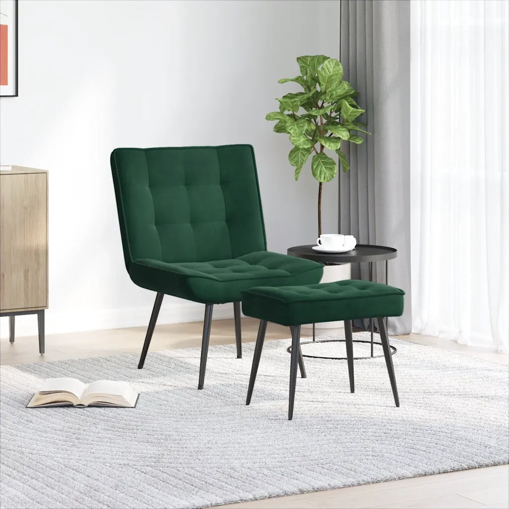 Poltrona Relax con Poggiapiedi Verde Scuro in Velluto 4012329