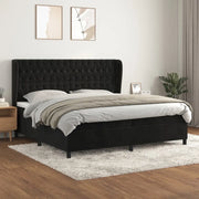 Giroletto a Molle con Materasso Nero 200x200 cm in Velluto 3129413
