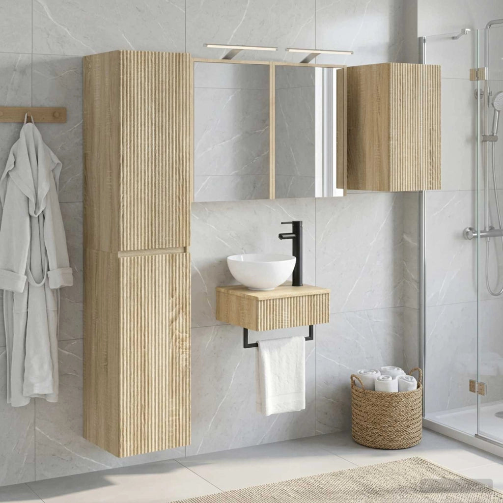 Set di mobili per il bagno 5 pz Rovere Sonoma 3407249