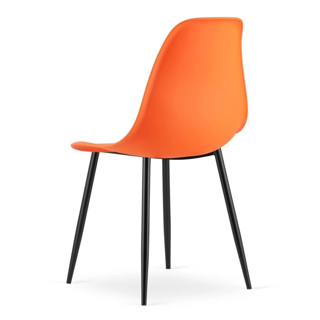 Set di 2 sedie moderne WAT arancioni con gambe nere