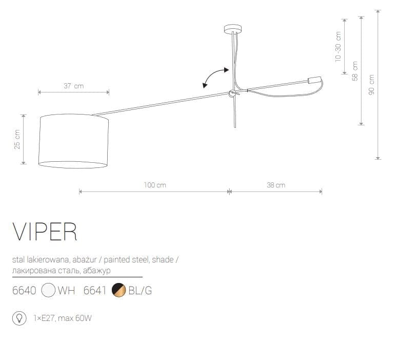 Lampada a soffitto Nowodvorski VIPER bianca E27 60W