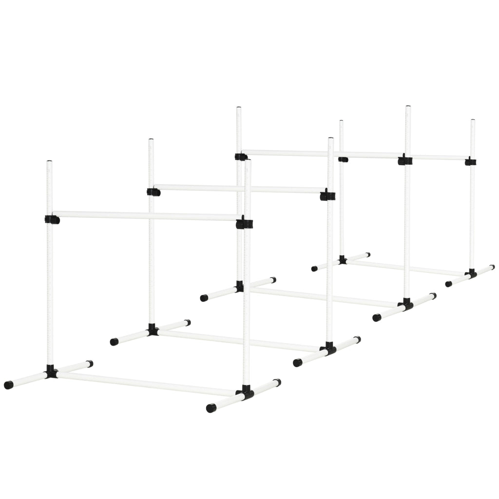 Set Agility per Cani ¨C Minimal ¨C 4 Ostacoli Regolabili in Plastica Bianco