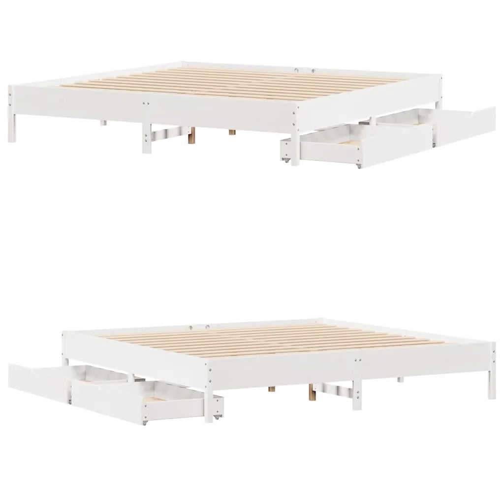 Letto senza Materasso-Struttura Letto Bianco 180x200 cm Legno Massello di Pino 467812